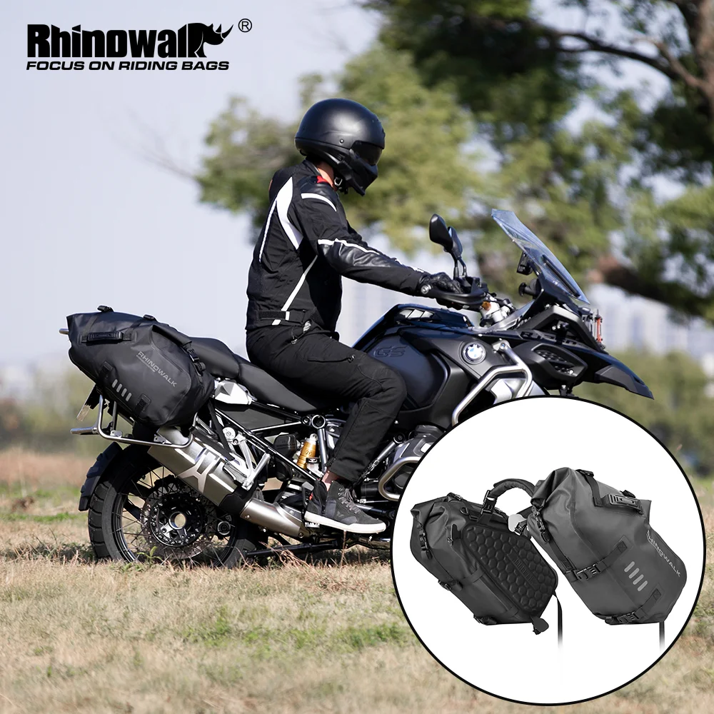 

Rhinowalk 2 Pcs Motorcycle Bag Waterproof 18L/28L/48L Universal Motocross Side Bags Pannier Saddle Bags Dry Tail Storage Luggage