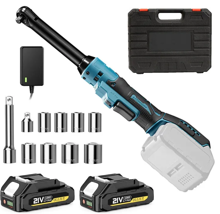 3/8'' 80Nm Draadloze Elektrische Schroevendraaier 6'' Verlengde Ratsleutel Elektrische Hoek Schroevendraaier Auto Reparatie Gereedschap Set 21V
