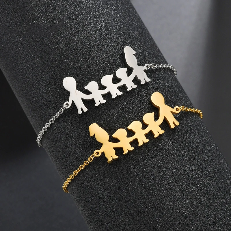 Personalized Family Name Bracelet Custom Names ID Stainless Steel Jewelry Silver Gold Bangle Father Mother Son Children Boys