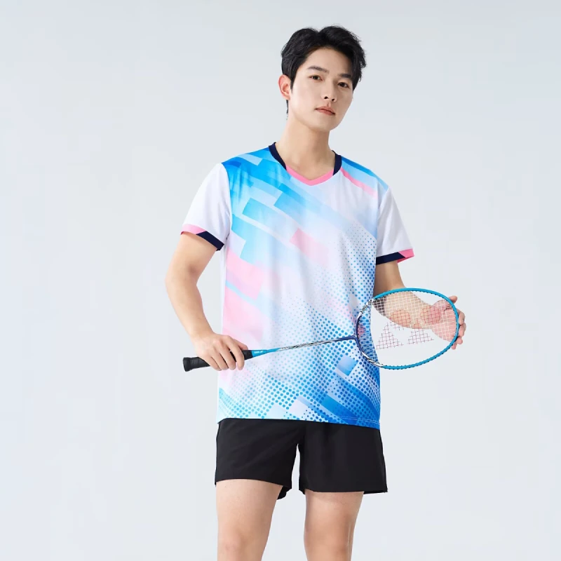 Nova camisa de badminton masculina de secagem rápida manga curta respirável tênis de mesa usar verão pickeball camiseta para homem coreia golfe t