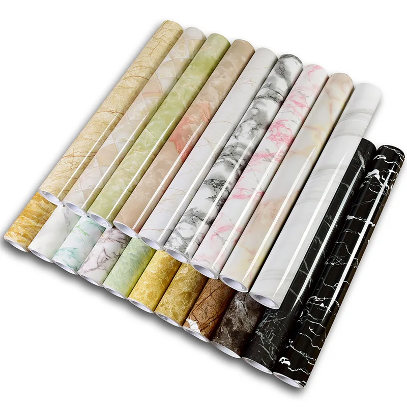 Sticky Paper Decal Marble Self Adhesive Wallpaper Vinyl Film Kitchen Wall Stickers Waterproof Heatproof Cupboard Decoration