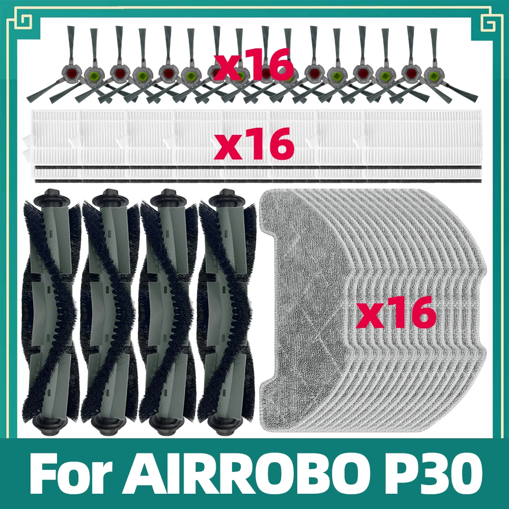 Accessories Compatible for AIRROBO P30 Robot Vacuum Replacement Parts Main Side Brush Hepa Filter Mop Cloth