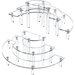 3-Tier Semicircle Acrylic Cupcake Dessert Stand-Riser Display Stand for Pop Action Figures,Doll,Perfume; Retail Showcase Shelf