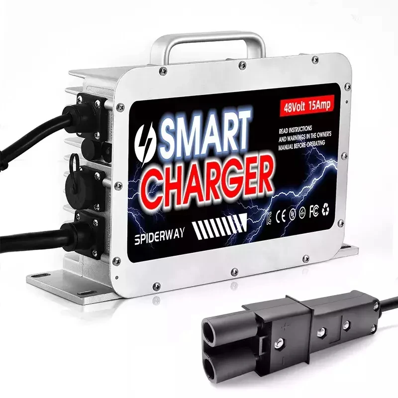 48 Volt 15 Amp Golf Cart Battery Charger for Yamaha G19 G20 G21 G22, 2 Pin Plug Charger for Lead Acid AGM/Gel Battery