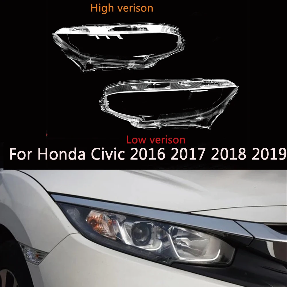 Per Honda Civic 2016 2017 2018 2019 copertura dell\'obiettivo del faro alogeno fari paralume in vetro lampada trasparente Shell Lights Mask