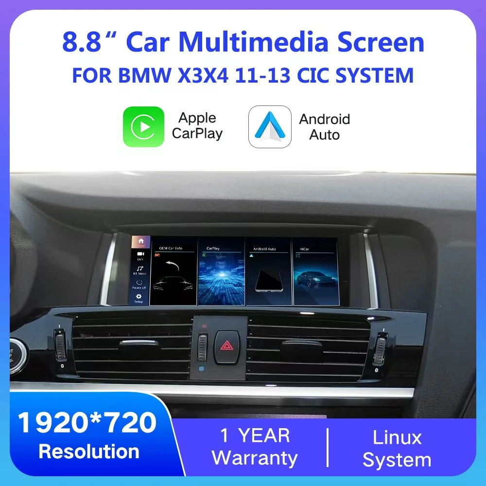 Linux System Central Control Display Screen for BMW X3 X4 8.8“ NBT CIC features an Original Vehicle Style GPS Navigation