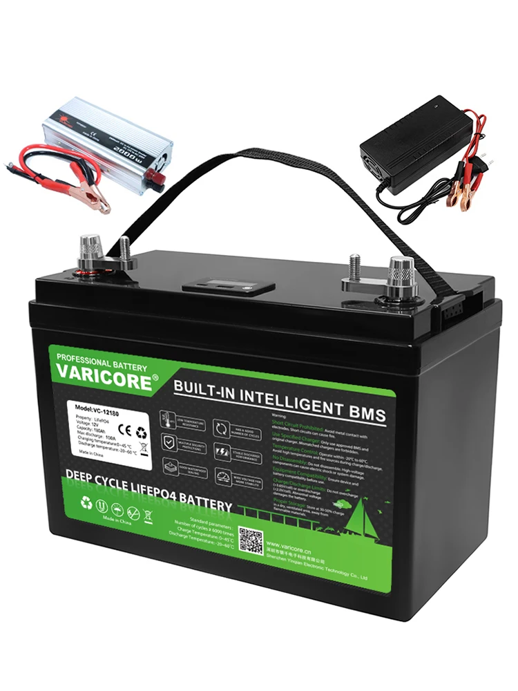 VariCore 12.8V 180Ah LiFePO4 Akku-Pack, LCD-Anzeige, 4S integriertes BMS, für E-Scooter, Elektrowerkzeug, Gartengerät, EV, Wohnmobil, Boot, Trollingmotor, Hausenergie, Golfwagen, Camping, Off-Grid
