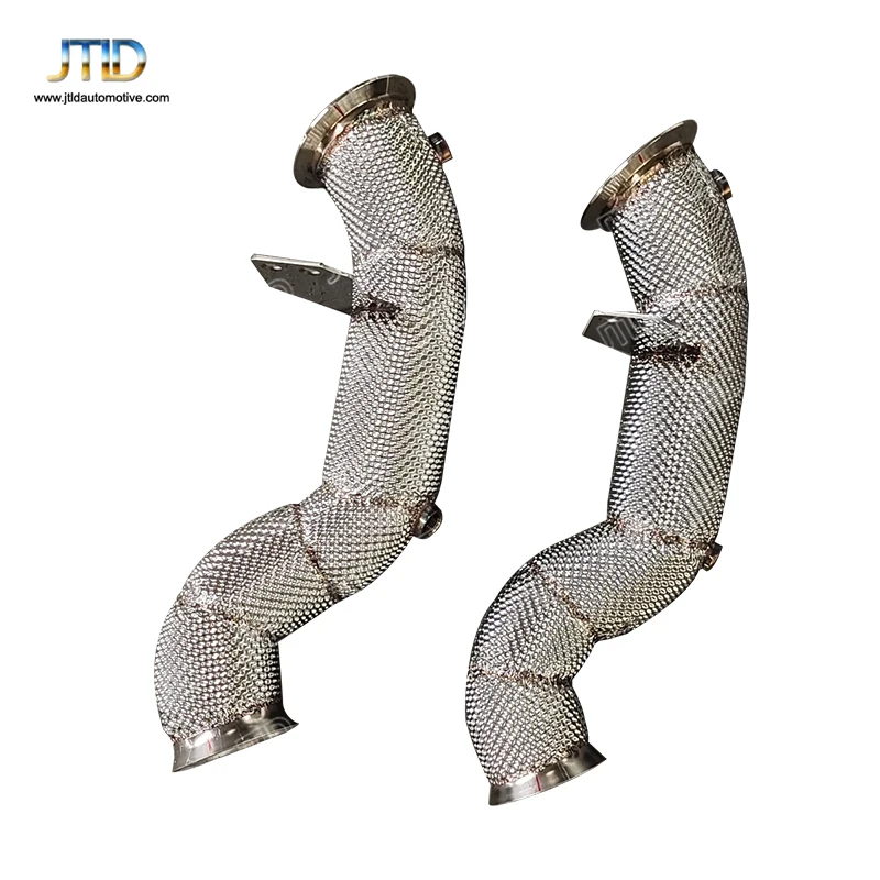 

Performance Stainless Steel Turbo Catless Exhaust Downpipe For Mercedes Benz W205 C300 Downpipe with Heat Shield