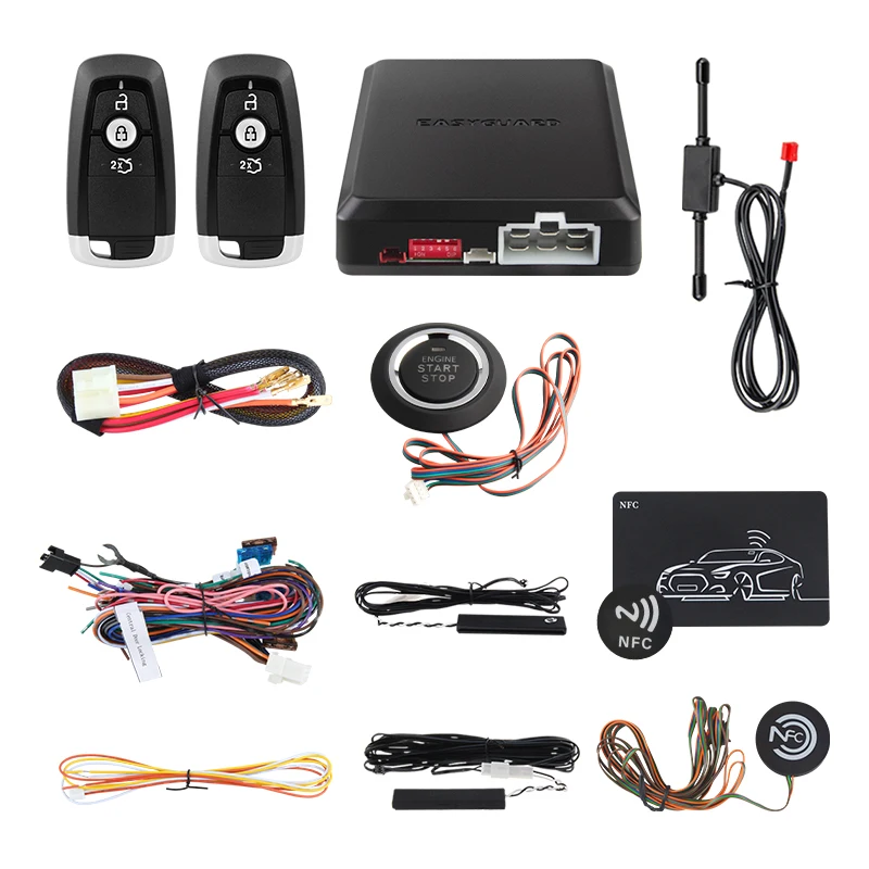 EASYGUARD Universal PKE Car Alarm System EC002-F03-NFC with NFC card Keyless Entry & Remote Engine Start for 12V cars