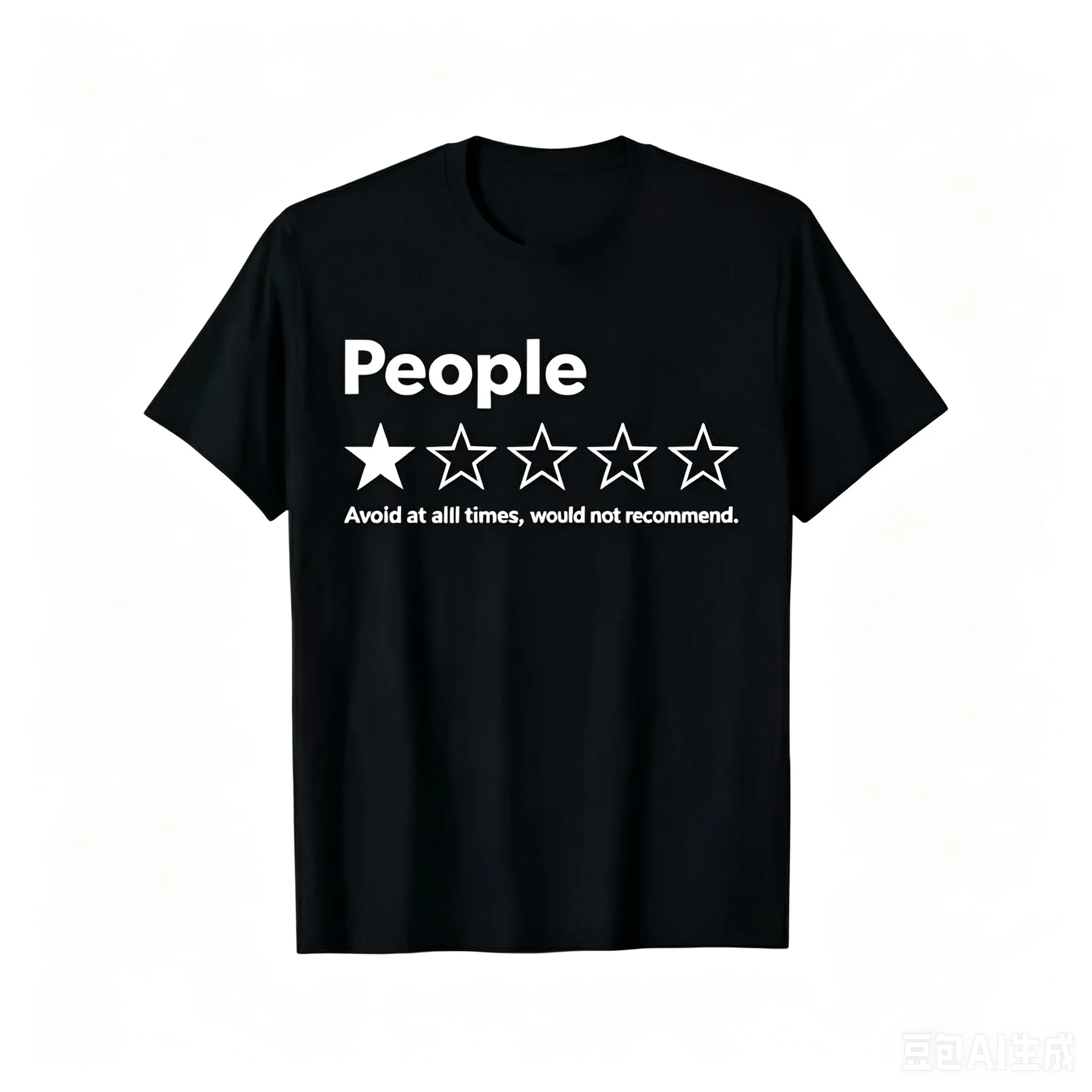 Men Women Funny One Star People Review Graphic T Shirt Short Sleeve Black Casual Outdoor Daily Humor Tees Unisex Adult Tops