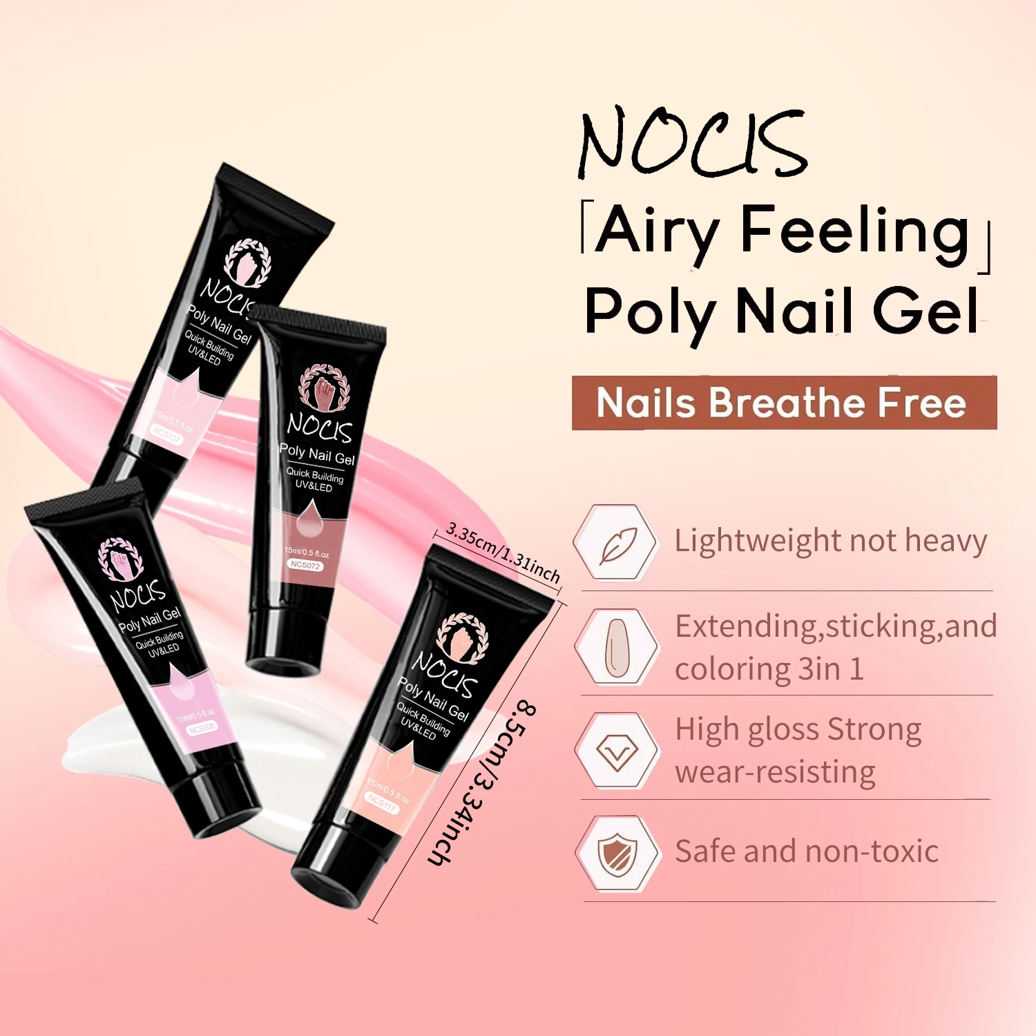 NOCIS Manicure Poly Extension Gel Kit, Set Polygel/Nail Gel for Nails - Spring and Summer Limited Edition Valentine's Day Gift. gallery 2