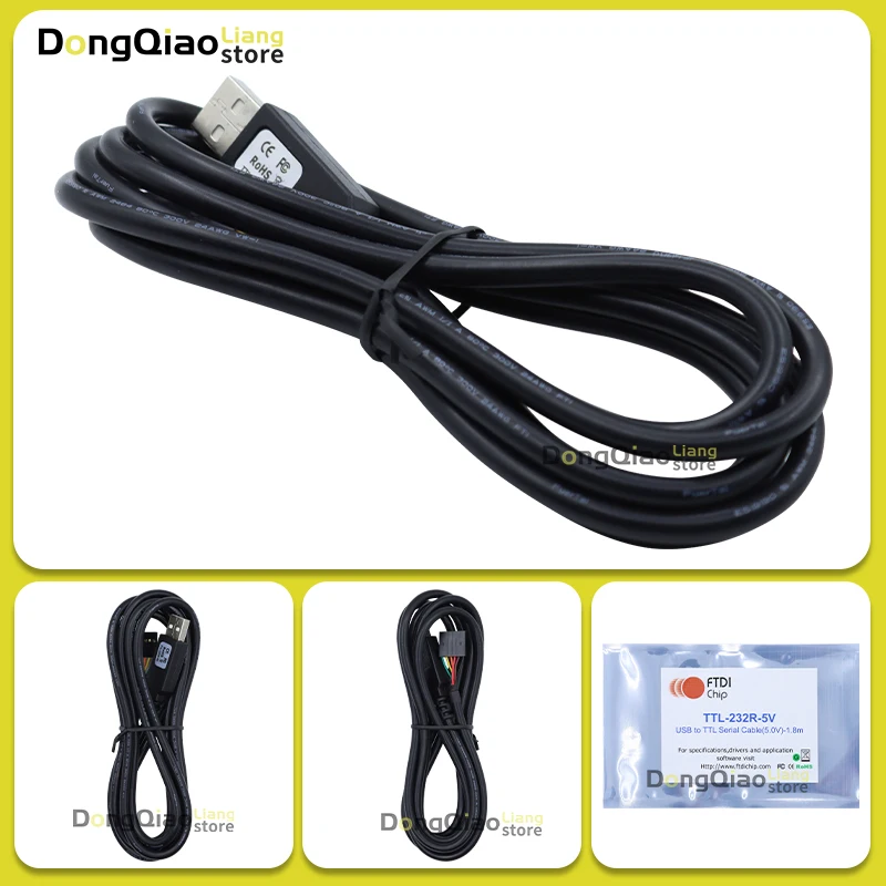 Genuine Fro FTDI TTL-232R-5V in stock, single-row through-hole connector, USB cable, +5.0V signal