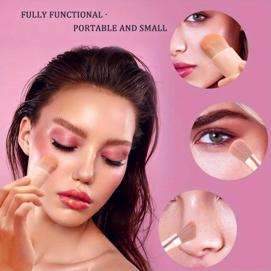 2 juegos de brochas de maquillaje de color rosa, mini brochas de maquillaje portátiles de viaje, versátiles y perfectas para llevar en salidas
