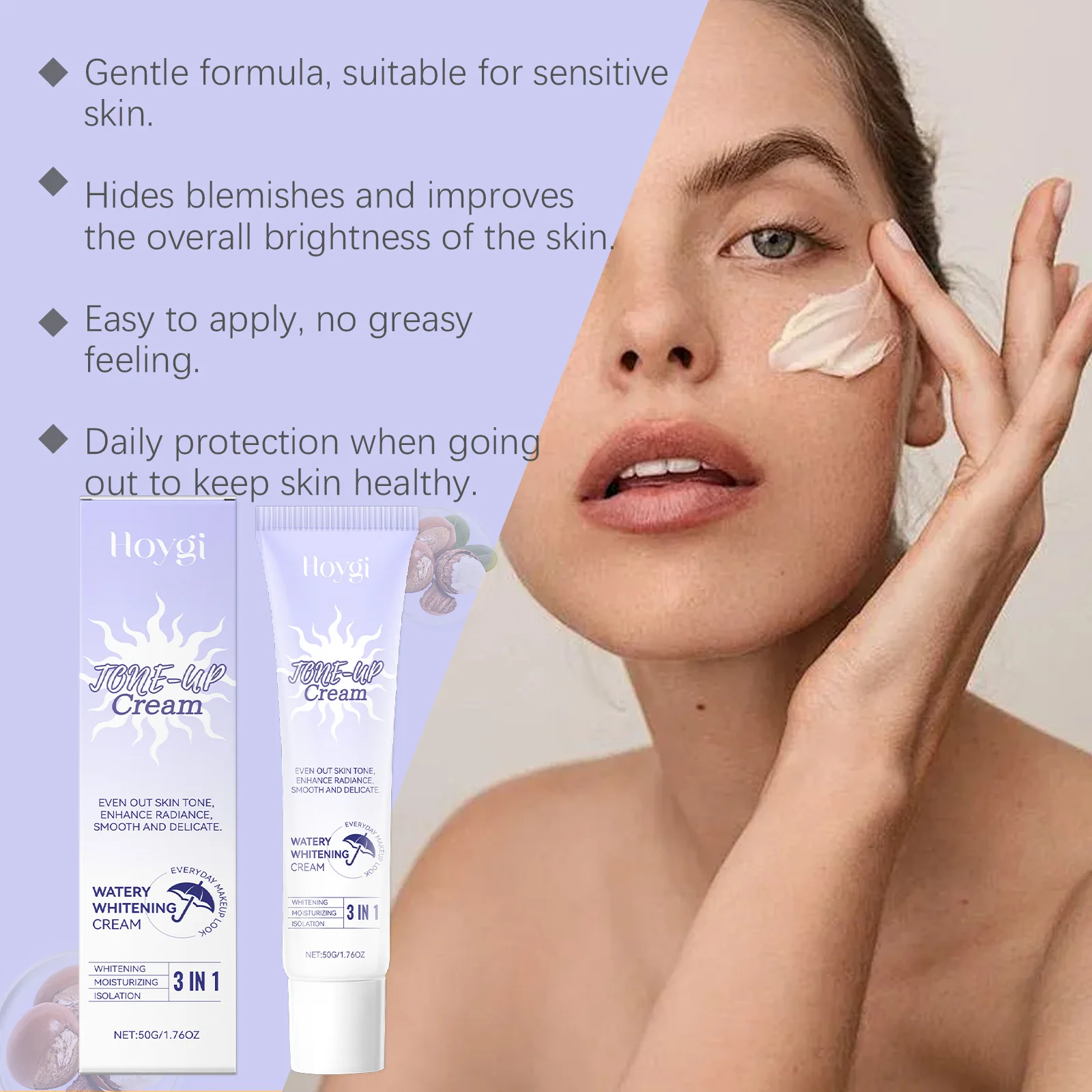 Hoygi-crema de base facial acuosa, mejora el brillo de la piel, hidratante, cobertura perfecta, Reduce la sequedad, crema de base facial brillante