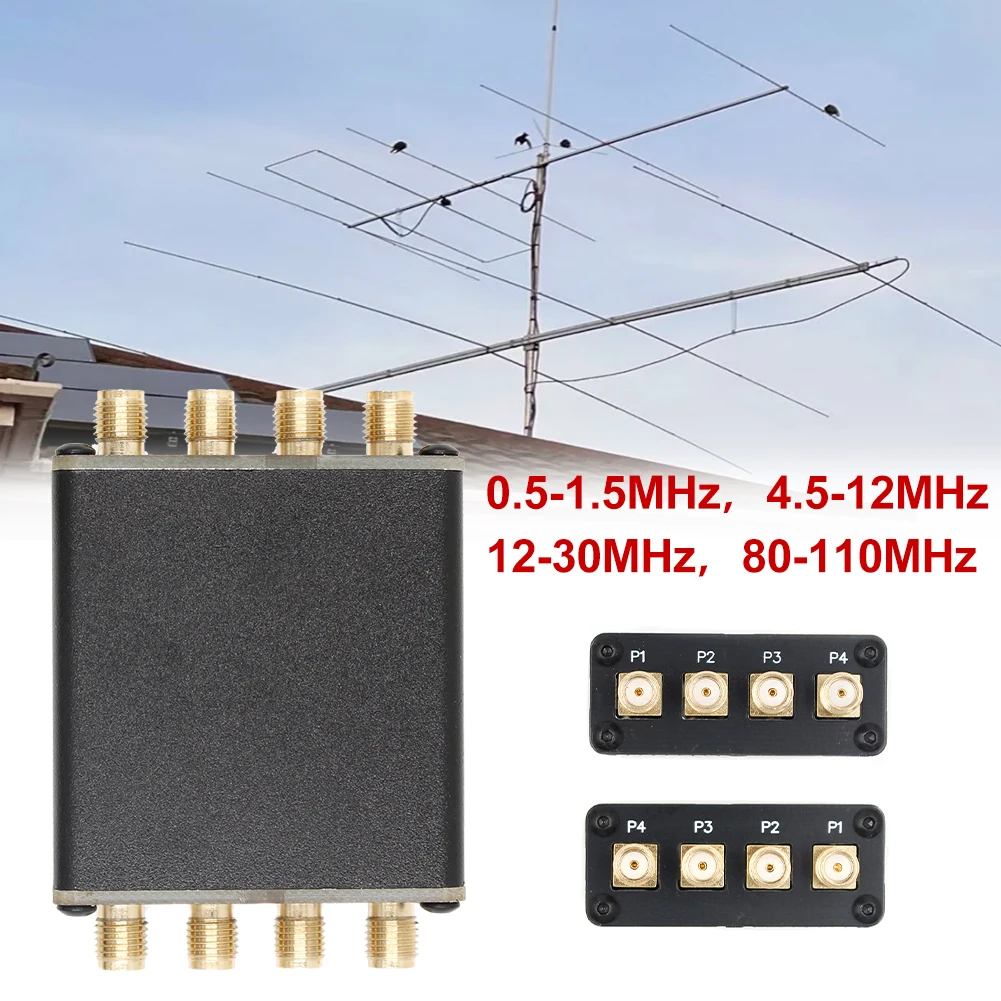 SDR Pass Filter 4 In 1 Frequency Bands 0.5-1.5MHz 4.5-12MHz 12-30MHz 80-110MHz FM Band Pass Filter for SDR Receiver Malahit