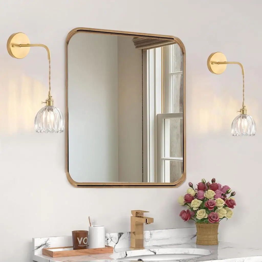 

Современный простой стеклянный настенный светильник с цветочным принтом, прикроватная лампа для украшения спальни, кабинета, светодиодные фонари, зеркальный светильник, скандинавское настенное бра