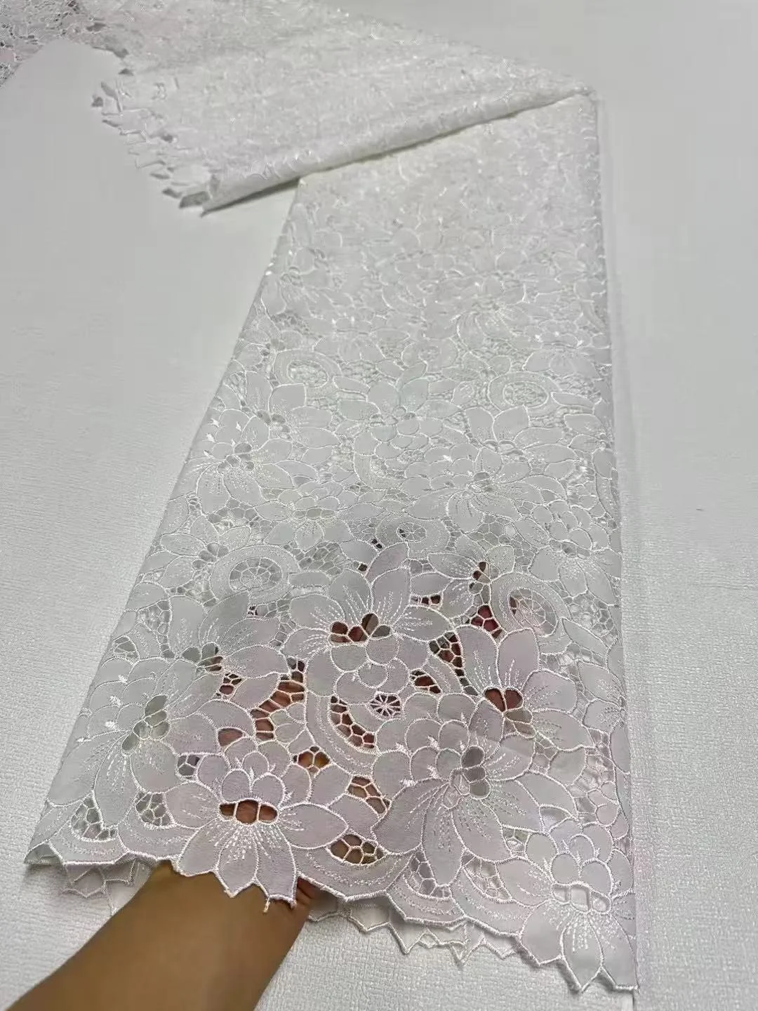 

Tulle Lace Fabric 2025 High Quality hollow out Chiffon Guipure Nigerian Embroidery Style For Wedding Dress Sewing Fabric