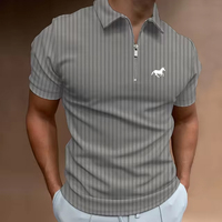 Men's Golf Shirt Polo Casual Quarter Zip Short Sleeve Fashion Casual Striped Zipper Summer Spring Regular Fit Golf Shirt