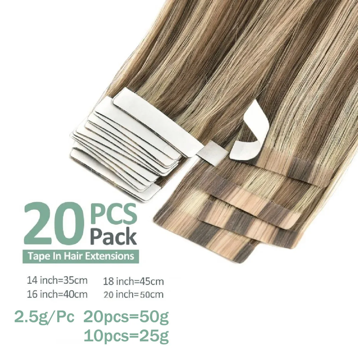 Ekstensi Rambut Tape in Human Hair Highlight, Ekstensi Rambut Remy Silky Straight untuk Wanita untuk Menambah Volume, Panjang & Highlight Rambut