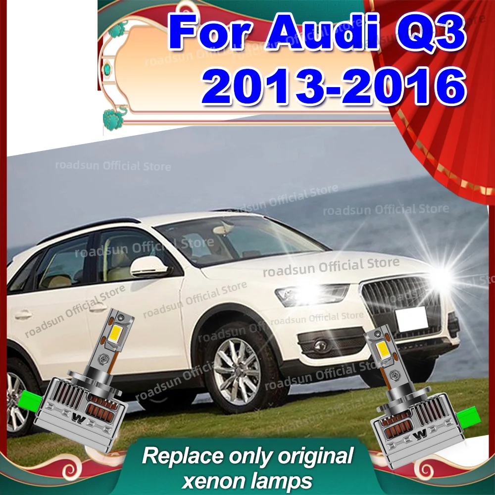 

2Pcs Car LED Headlight Bulbs Canbus HID 1:1 Replace Xenon Lights 50000LM For Audi Q3 2013 2014 2015 2016