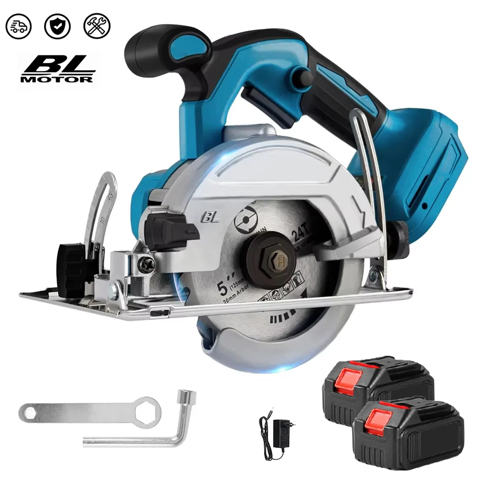 Brushless 5Inch 125mm Mini Electric Circular Saw Cordless 0-45° Adjustbale Woodworking Power Garden Tool For Makita 18V Battery