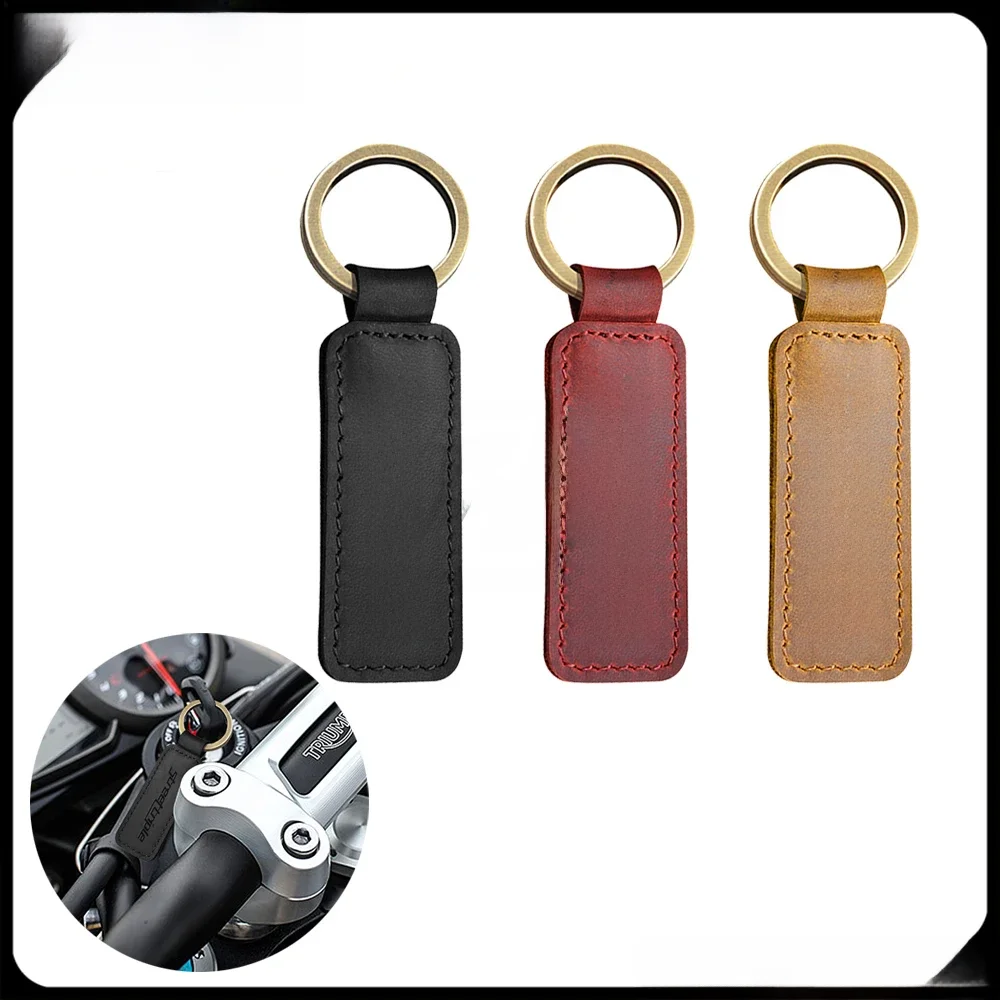 Porte-clés de moto en cuir de vache, adapté pour Triumph Street Triple 675 765 R RS
