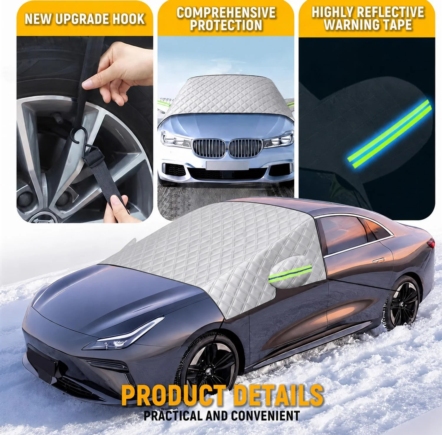 Auto-Winter-Windschutzscheiben-Schneeabdeckung Auto-Sonnenschutz Frostschutz Sonnenschutz Anti-Eis Frontscheibenabdeckung – Detail 2