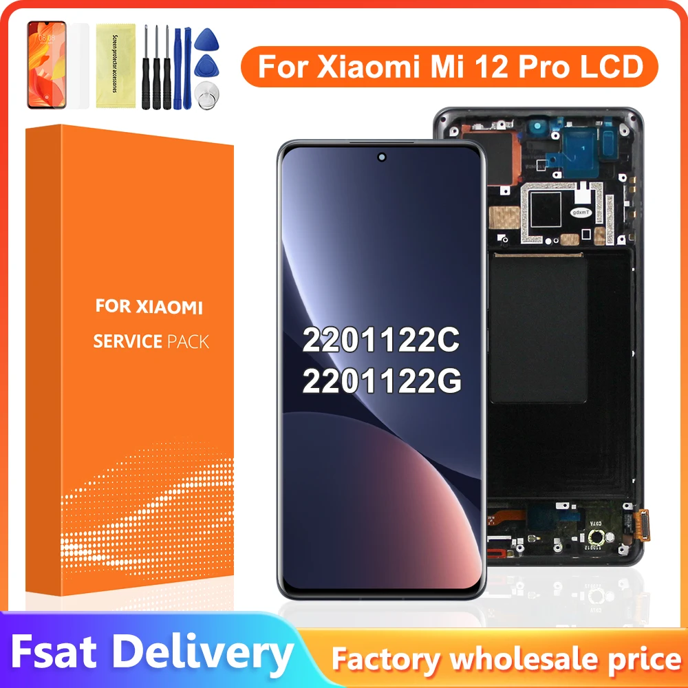 

6.73" AMOLED For Xiaomi Mi 12 Pro LCD 2201122C, 2201122G Display Digital Touch Screen with Frame for Xiaomi Mi 12S Pro Lcds