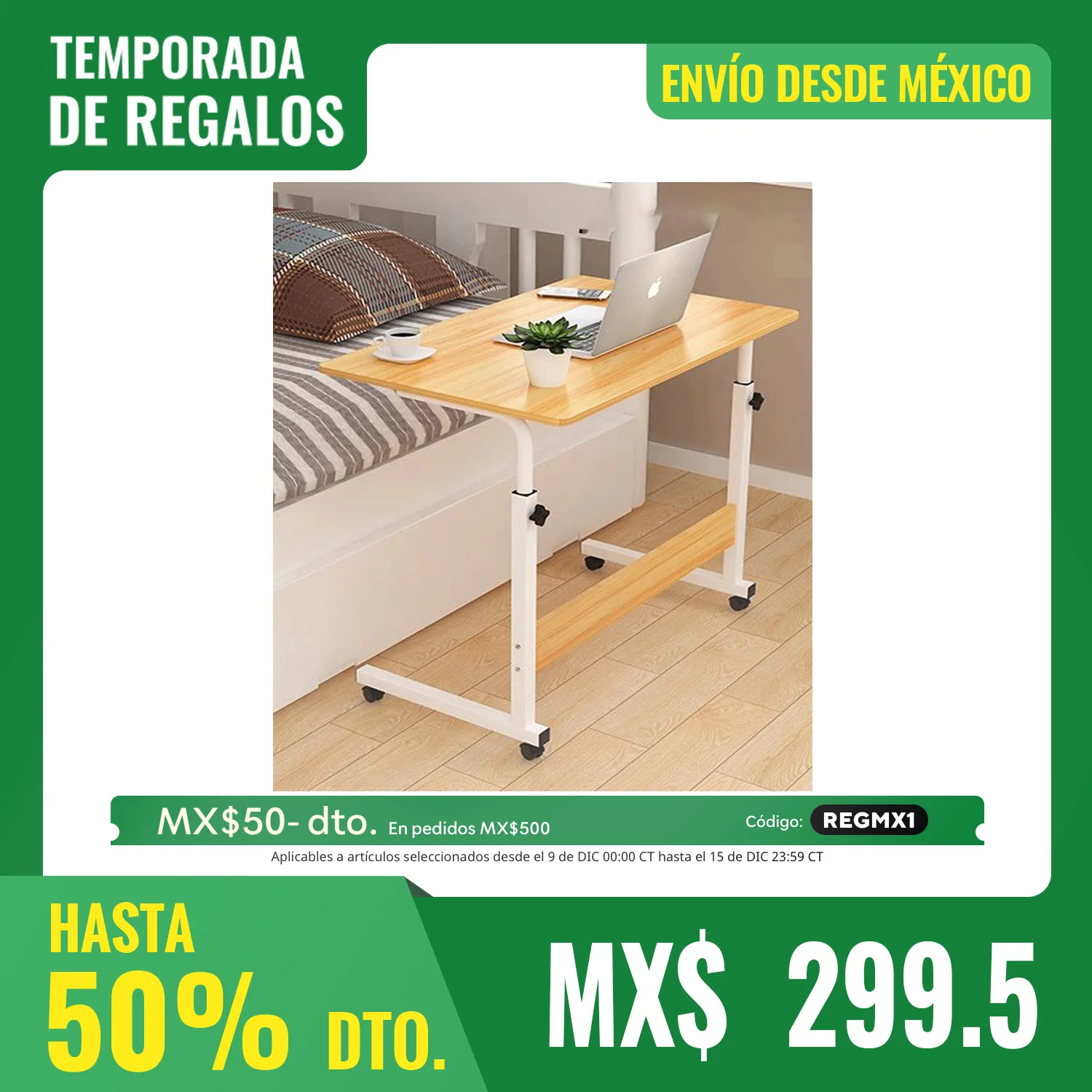 Adjustable TV Tray Table Comfortable Laptop Table Dinner Trays for Eating TV Dinner Tray on Bed Sofa for Eating Reading 60x40cm Escritorio para computadora, Puede Subir o Bajar la Altura (60~90cm), Escritorio Grande d