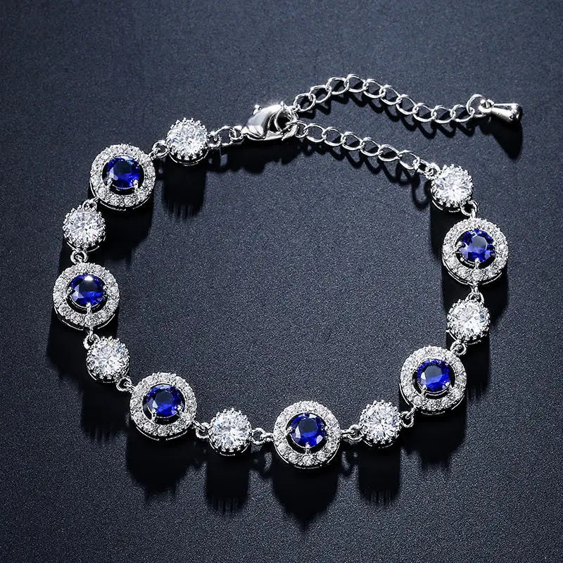 Luxe Radiance Blue Sapphire Halo Bracelet