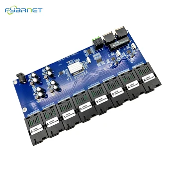 Single mode simplex Gigabit Ethernet Fiber Switch Media Converter 8 Fiber port 2 RJ45 port giga optical speed transceiver 20KM