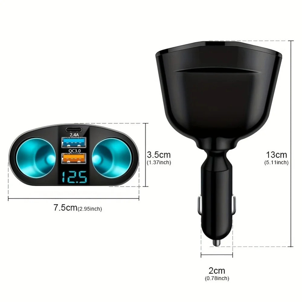 3 Ports Car Charger PD Type C Fast Charging Car Cigarette Lighter With Digital Display Dual-port Car Phone Charger Power Adapter image 6