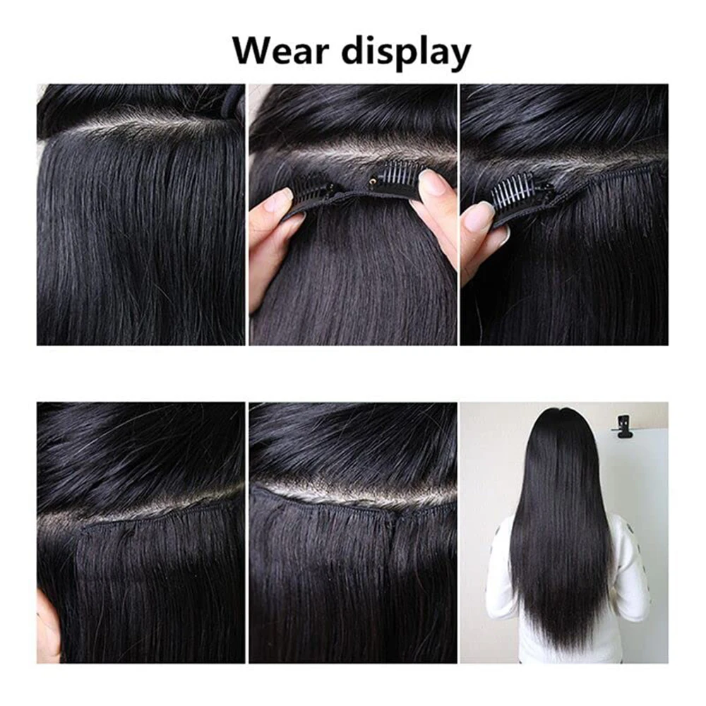 120G Rechte Clip In Hair Extensions Per Set Met Dubbele Inslag 8 Stuks Braziliaanse Maagdelijke 100% Menselijk Haar Natuurlijk Zwart Voor Vrouwen