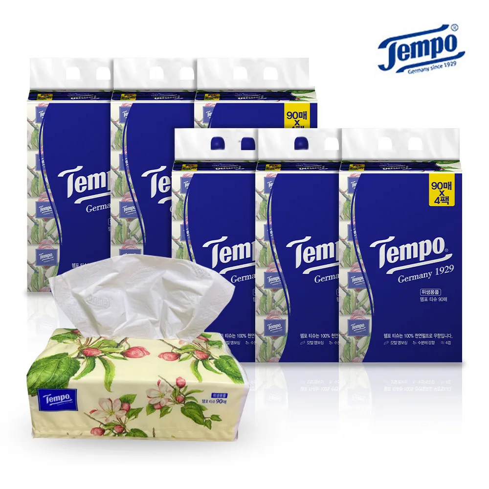 Tempo soft pack 90x24 pieces of beauty tissue toilet tissue tissue 4 layers dust-free natural pulp tissue