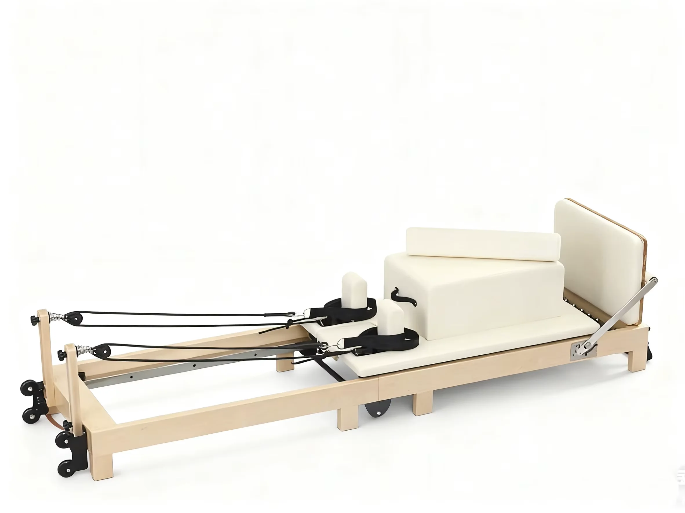 Luxe eikenhouten Pilates core bed, opvouwbaar, ruimtebesparend ontwerp, geschikt voor thuis, sportschool en studio.