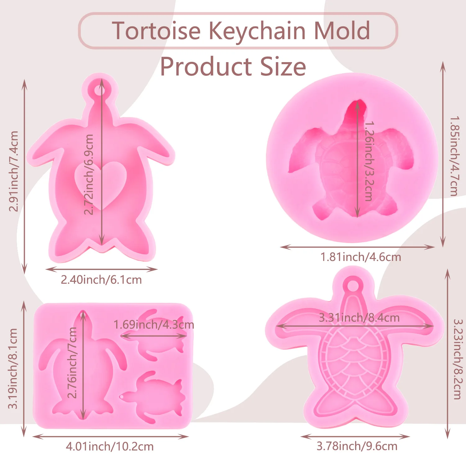 Sea Turtle Keychain Silicone Resin Mold Tortoise Epoxy Resin Casting Molds DIY Crafts Making Mould Jewelry Pendant Moulds