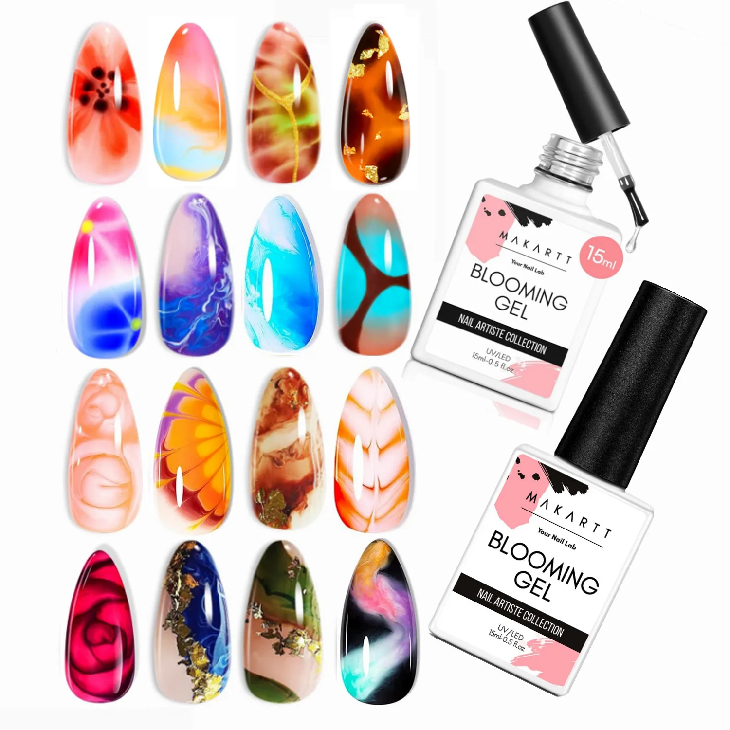 Żelowy lakier do paznokci, 15 ml, przezroczysty, akcesoria do zdobienia paznokci, do efektów rozpryskowych, wzory kwiatowe, marmur, akwarela.