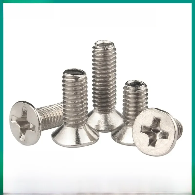 Vis Phillips à tête plombée en acier au carbone nickelé, seau plat croisé, vis KM, M1.2, M1.4, M1.7, M2, M2.5, M3, M5, 20 à 1000 pièces