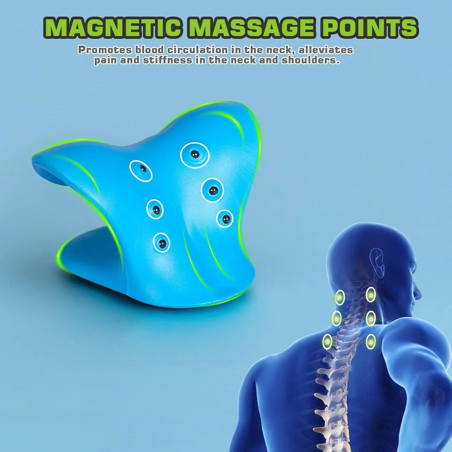 Neck Hump Corrector, Cervical Traction Device, Neck Stretcher for Pain Relief, Neck Stretcher Cervical Traction, Neck and Shoulder Relaxer, Neck Traction Device for TMJ (Blue)