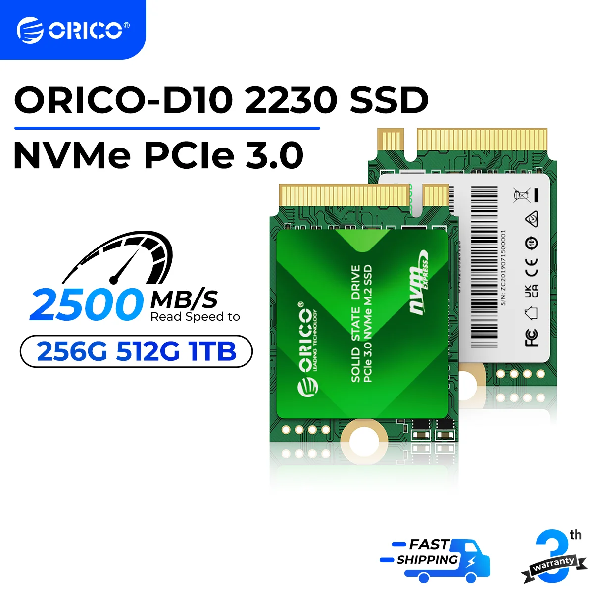ORICO M.2 2230 SSD 256GB NVMe PCIe Gen 3.0x4 Interne Solid State Drive TLC 3D NAND Tot 2500 MB/s
