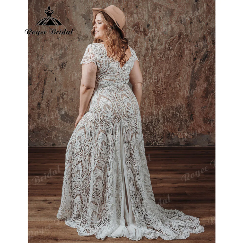 Vintage Cap Sleeve Plus Size Lace Chic boheme Wedding Dress 2025 Bridal Gown for Women vestidos de novia bohemio Customized 