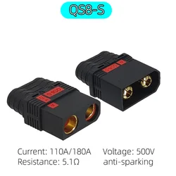 Black QS8 high current male/female pairs connector 110A/500V aeromodelling drone/electric motorbike lithium battery plugs