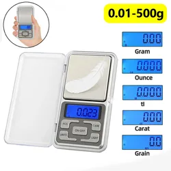 Mini Balança Eletrônica para Cozinha, Alta Precisão, Balança Digital para Jóias, Malas, Escala de Viagem, Escala de Bolso para Cozinha, 0.01g, 500g