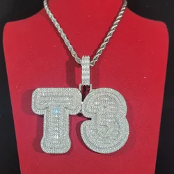 Custom Fashion Jewelry Iced Out Big Initial&Numbers Pendant For Men Personalized Name Necklace Chain Hip Hop Rap Jewelry Gifts