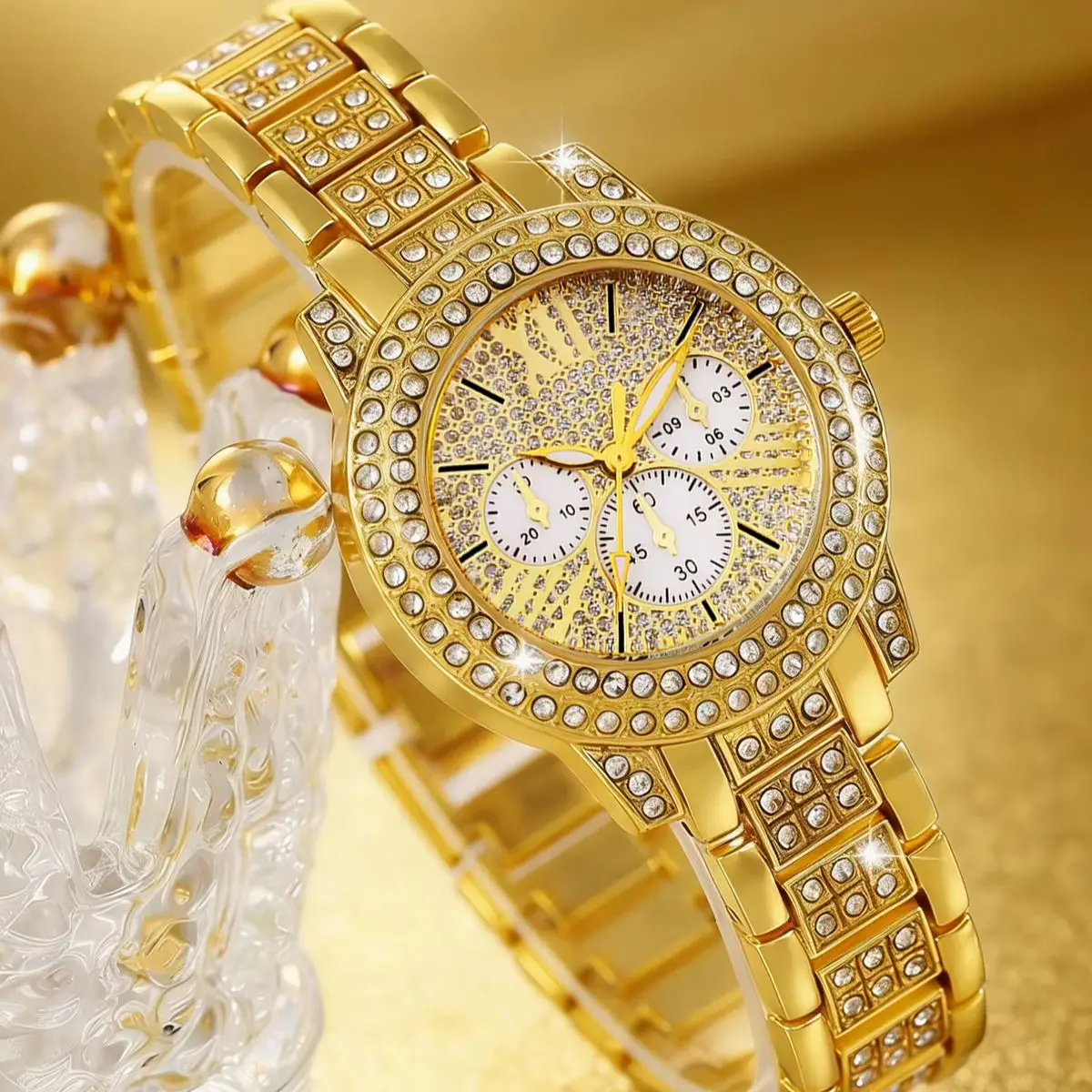 5-piece set, women's luxury fashion quartz watch paired with sparkling shell earrings, necklace, and ring set, is the best choice for women's gifts, suitable for year-round wear and for any occasion/gift-giving