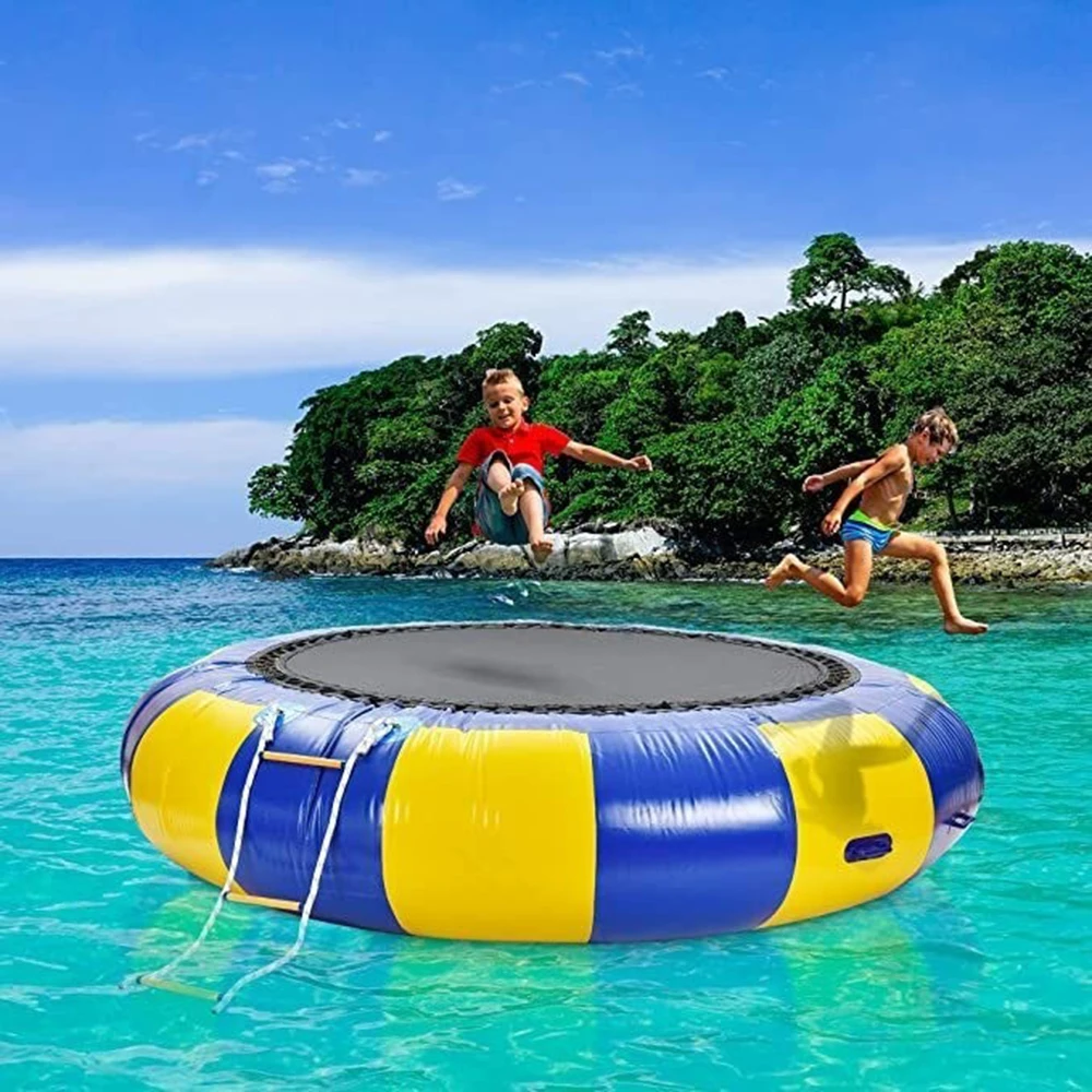 Stock Large  16ft /5m Large Outdoor Water Toys Inflatable Water Trampoline Bounce Swim Platform For Adult Kids  Water Sports