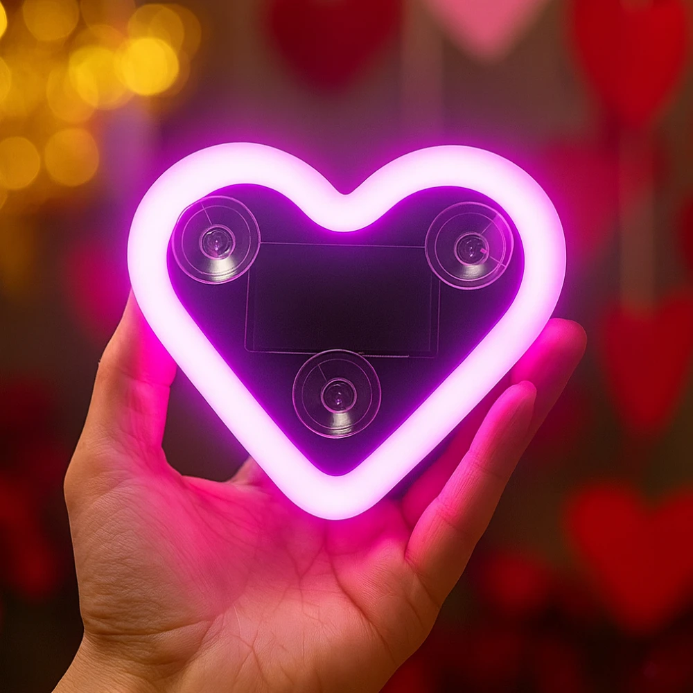 Heart Shape LED Light Solar-Powered Accent Ambient USB Charge Valentines Day Christmas New Year Gift Idea Car Interior Decor