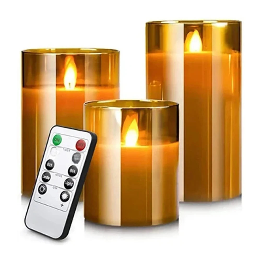 LED-verlichting elektronische kaarsen LED-kaarsversieringen acrylkaarsen complete set timers met afstandsbediening Kerstmis en bruiloft - afbeelding 2