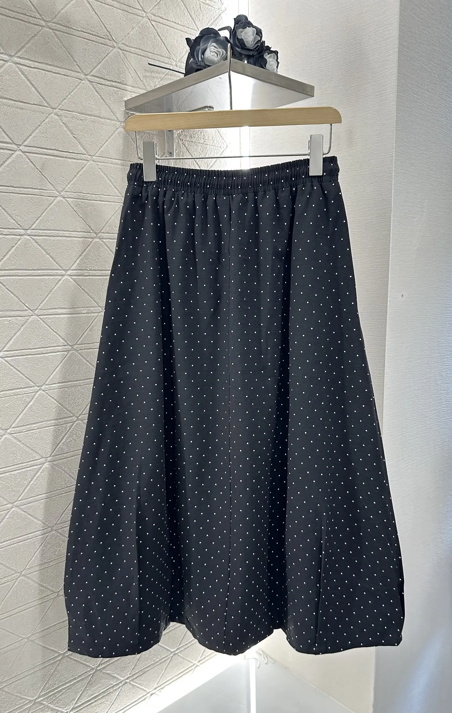 

2025 Spring and Summer Classic Fashion New Casual Women's Loose Spotted Hot Diamond Drawstring Skirt