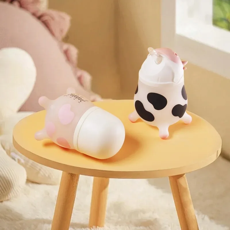 

150/240ml Baby Bottle Silicone Anti Colic Baby Bottle Switchable Nipple Design Cute Cow Shape Baby Learning Drinking Cup